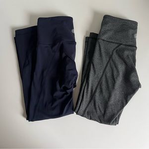 XXS Athleta Salutations leggings women’s gray navy blue bundle lot of 2 pairs